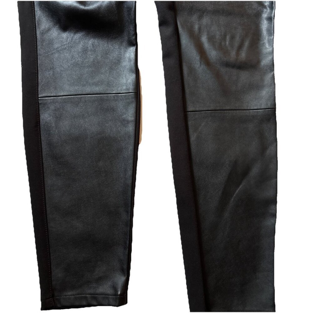 White House Black Market Black Leggings With Faux Leather Size 14L The Leggings - Picture 2 of 8